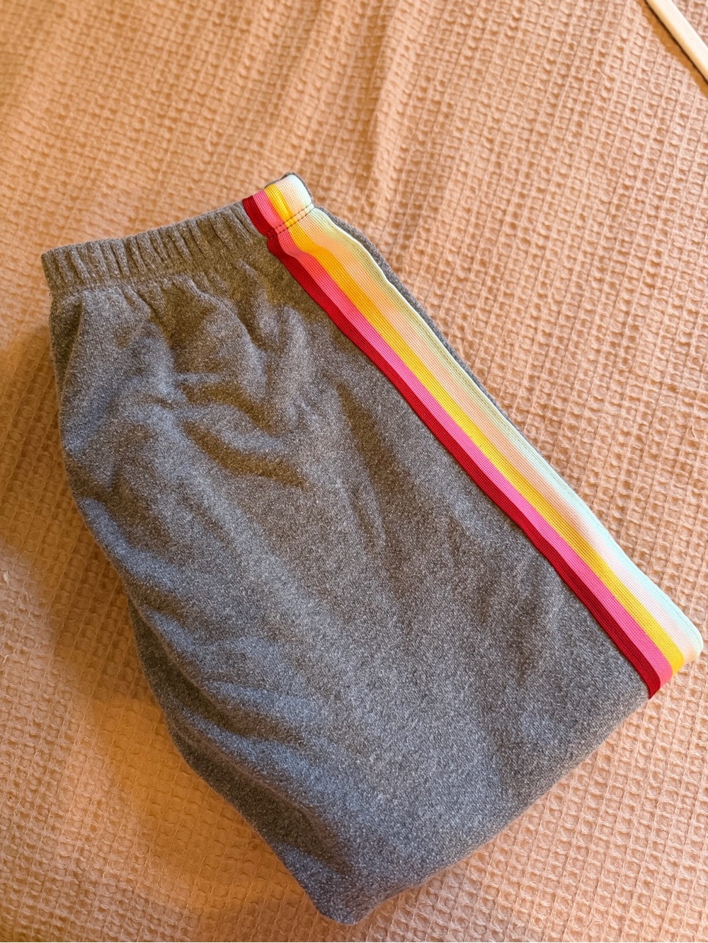 Spiritual Gangster Rainbow Side Stripe Cozy Knit Jogger Sweatpants Gray Small - Picture 3 of 5